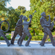 Sculptures of celebrated musicians in the Roots of Music Cultural Sculpture Garden in Armstrong Park, New Orleans.
